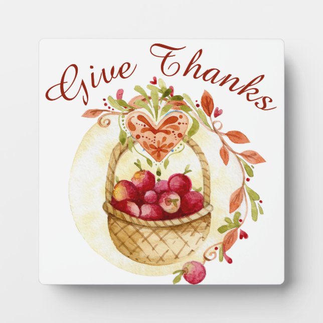 Rustic Give Thanks Autumn Harvest Holiday Plaque (Front)