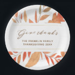 Rustic Give Thanks Fall Leaves Thanksgiving Paper Plate<br><div class="desc">Serve your Thanksgiving dinner on this beautiful autumn leaves paper plate. With it's warm colours and modern text style it's sure to be loved by guests.</div>