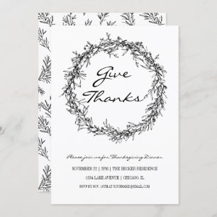 Rustic Give Thanks Thanksgiving Dinner Invitation