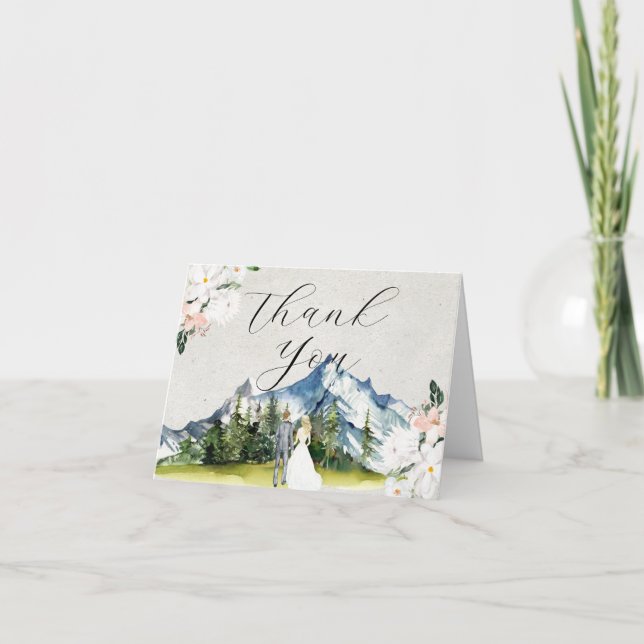 Rustic Glacial Mountain | Wedding Thank You Card (Front)