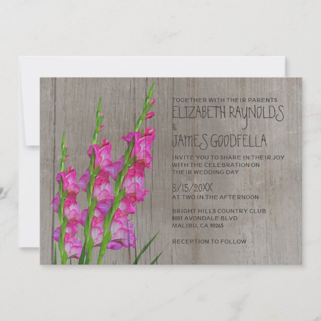 Rustic Gladiolus Wedding Invitations (Front)