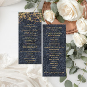 Rustic Glam Blue Gold Wedding Program