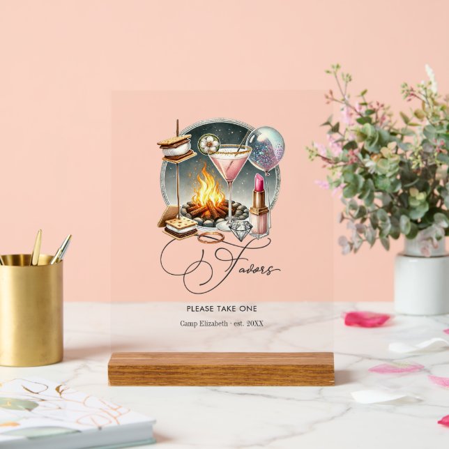 Rustic Glam Chic Camp Bride Favours Acrylic Sign (Wedding)