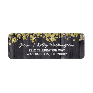 Rustic Glam Confetti   Faux Gold Glitter Return Address Label
