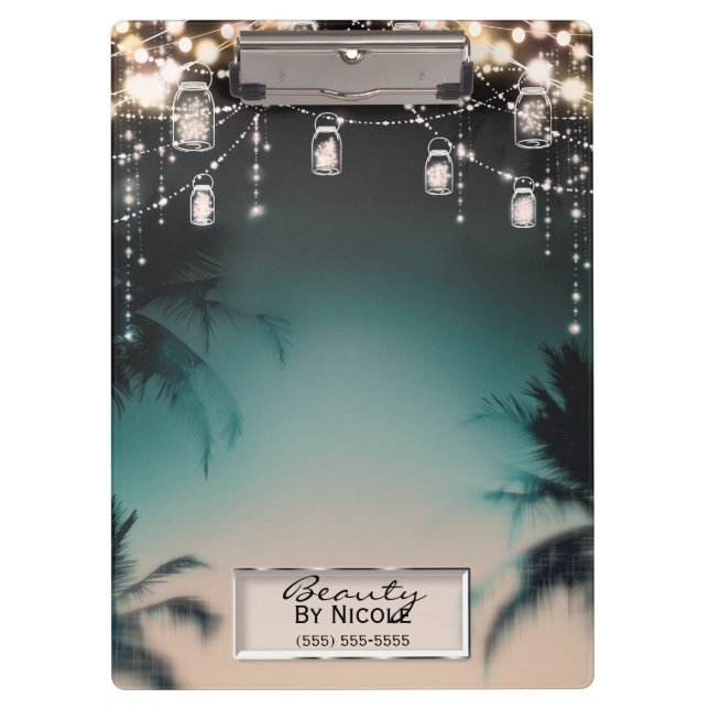 Rustic Glam Mason Jar Lights Glam Personalised Clipboard (Front)