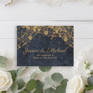 Rustic Glam Navy Blue Gold Wedding Registry Enclosure Card