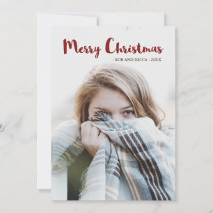 Rustic Glam Stripes and Photo Christmas Holiday Card
