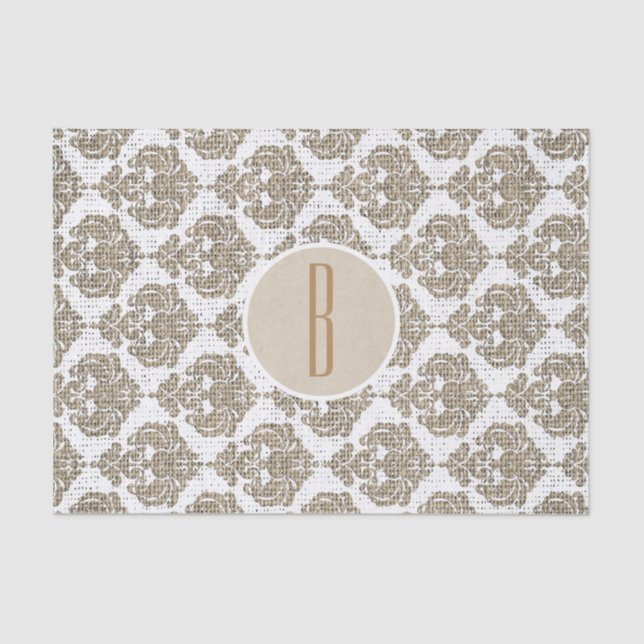 Rustic Glamour Burlap Royal Damask Chic Modern Tissue Paper (Front)