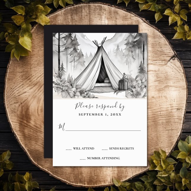 Rustic Glamping Camping Mountain Forest Wedding RSVP Card (Rustic Glamping Camping Mountain Forest Wedding RSVP Card)
