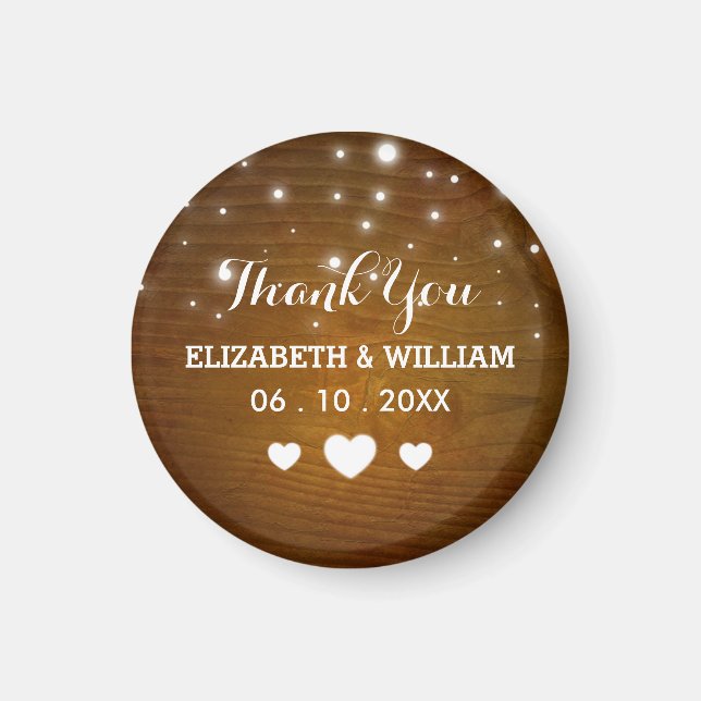 Rustic Glitter Lights - Wedding Thank You Favour Magnet (Front)