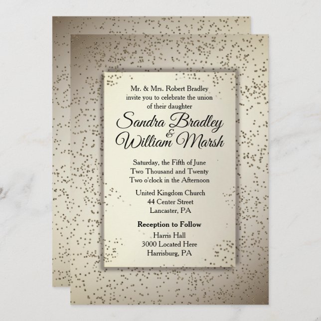 Rustic Glitter Wedding Invitation (Front/Back)