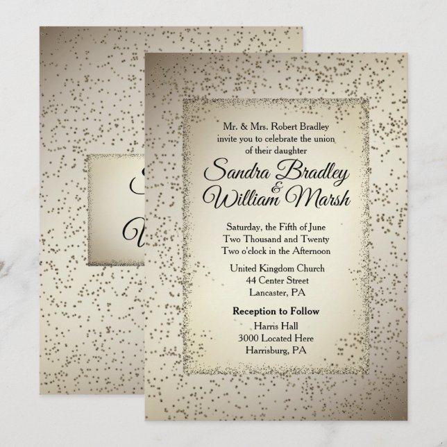 Rustic Glitter Wedding Invitation (Front/Back)