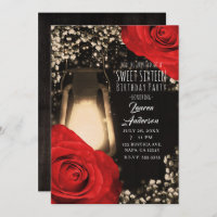 Rustic Glow Lantern & Bright Red Roses Sweet 16