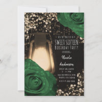 Rustic Glow Lantern Garden Green Roses Sweet 16