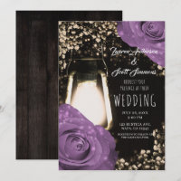 Rustic Glow Lantern Lilac Purple Roses Wedding In