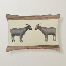 Rustic Goats and Woodgrain Accent Pillow