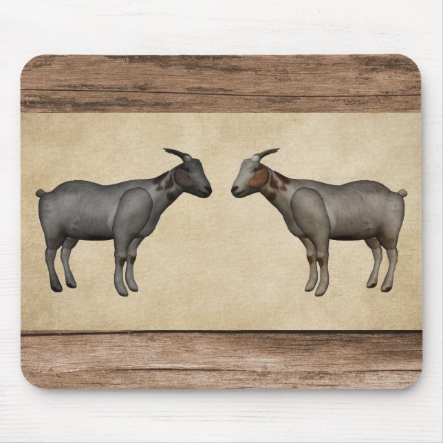 Rustic Goats and Woodgrain Mouse Pad (Front)