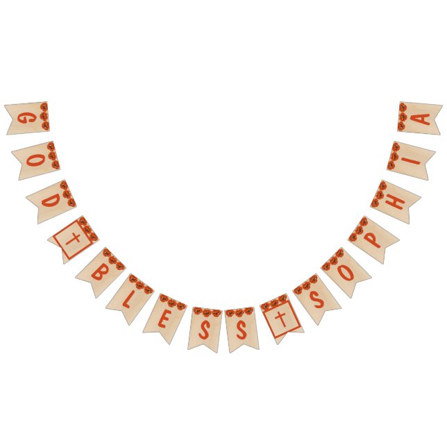 Rustic God Bless Baptism Communion Red Poppy Girl Bunting (All)