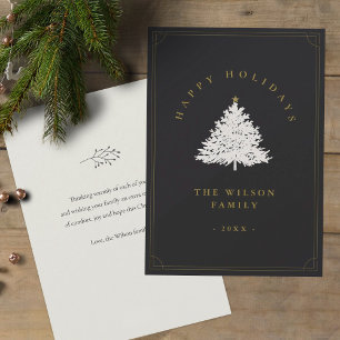 Rustic Gold and Christmas Tree Editable Holiday Card