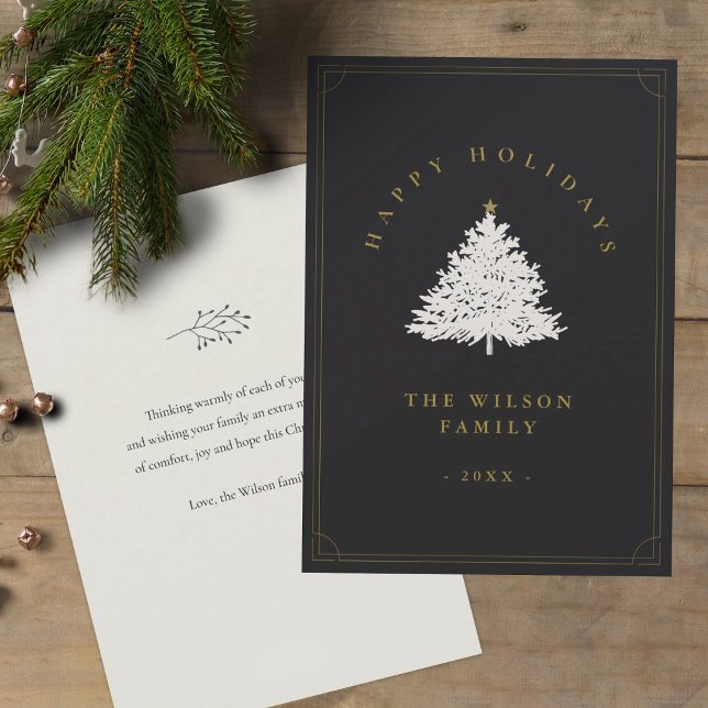 Rustic Gold and Christmas Tree Editable Holiday Card (Creator Uploaded)