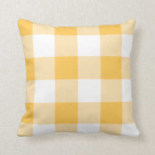 Rustic Gold and White Buffalo Check Plaid Cushion