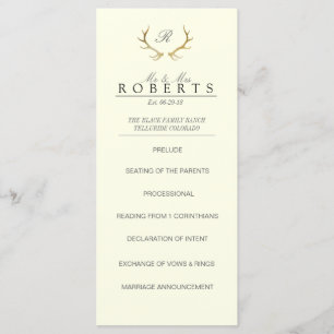 Rustic Gold Antlers Elegant Wedding Rackcard Program
