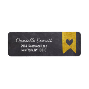 Rustic Gold Banner Chalkboard Heart Return Address Return Address Label