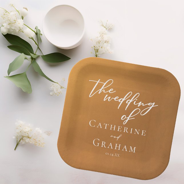 Rustic Gold Bohemian Wedding Paper Plate (Creator Uploaded)