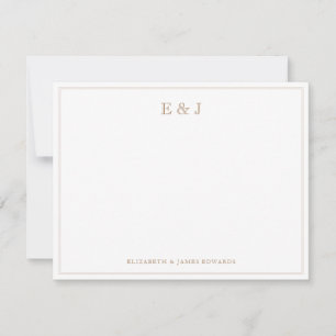 Rustic Gold Border Elegant Vintage Couple Monogram Card