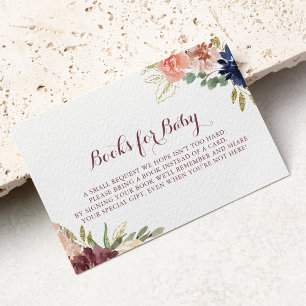 Rustic Gold Calligraphy Baby Shower Book Request Enclosure Card
