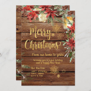 Rustic Gold Calligraphy Christmas Invitation