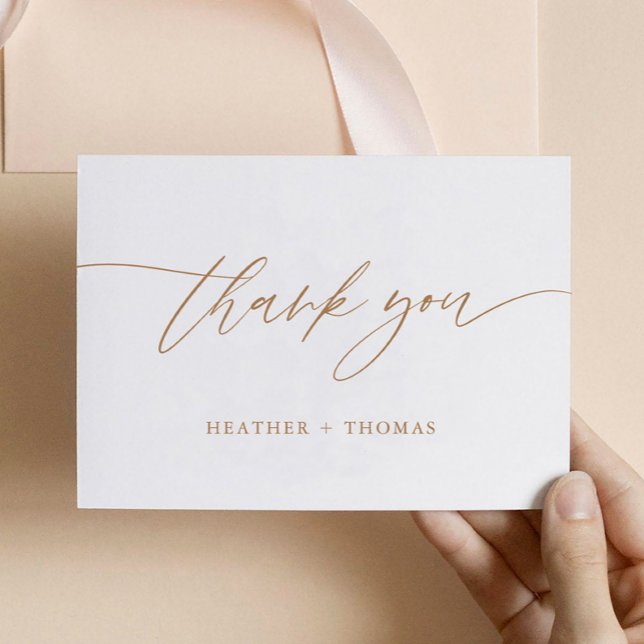 Rustic Gold Calligraphy Wedding Thank You Card (Creator Uploaded)