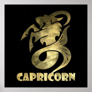 Rustic Gold Capricorn Goat 2 Poster