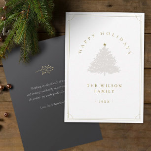 Rustic Gold Christmas Tree Editable Holiday Card