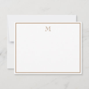 Rustic Gold Double Border Vintage Monogram Card
