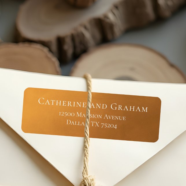 Rustic Gold Earth Tone Fall Wedding Return Address Label (Creator Uploaded)