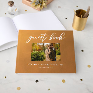 Rustic Gold Engagement Photo Bohemian Fall Wedding Guest Book