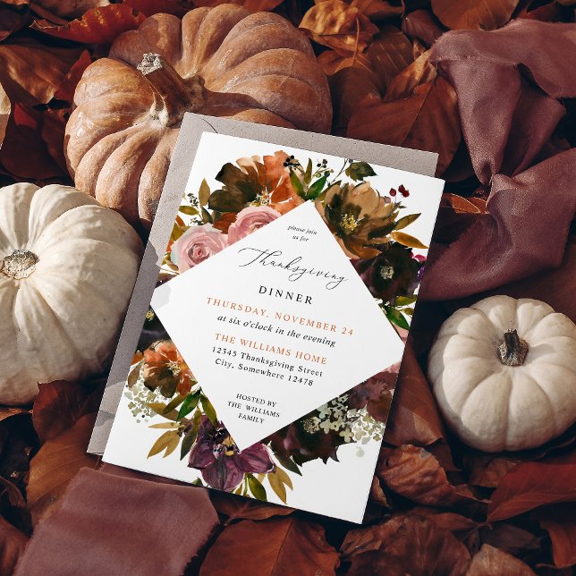 Rustic Gold Fall Floral Thanksgiving S2 Invitation (Creator Uploaded)