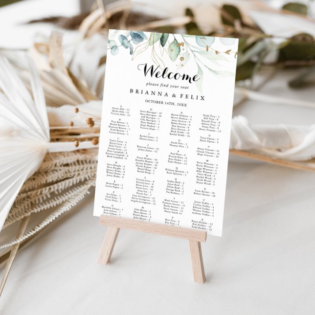 Rustic Gold Floral Alphabetical Seating Chart (Creator Uploaded)