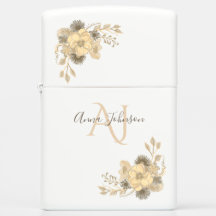 Rustic Gold Floral Name Monogram