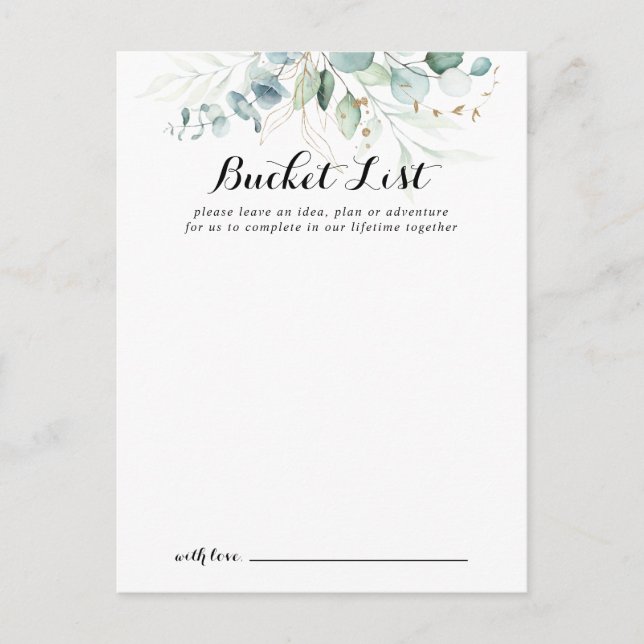 Rustic Gold Floral Wedding Bucket List Cards (Front)