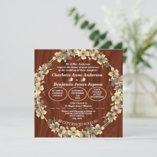 Rustic Gold Floral Wedding  Invitation
