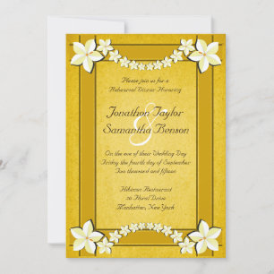 Rustic Gold Floral Wedding Rehearsal Dinner Invite