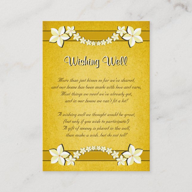 Rustic Gold Floral Wedding Wishing Well Enclosure Card (Front)