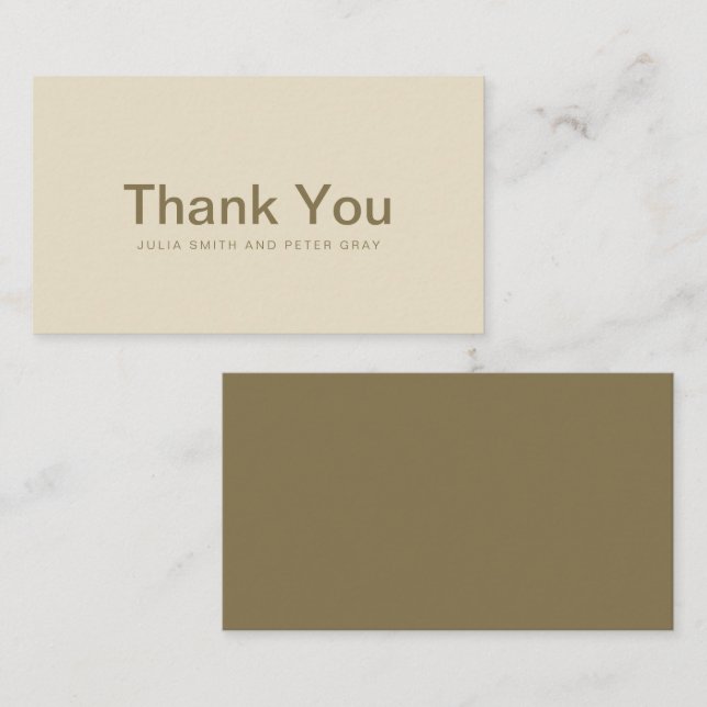 Rustic Gold Fusion Wedding Thank You Card (Front/Back)