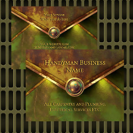 Rustic Gold Handyman Services Verde Green Rust Business Card