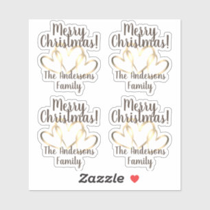 Rustic Gold Hearts Merry Christmas Personalised