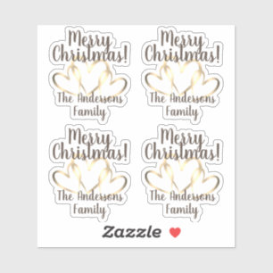 Rustic Gold Hearts Merry Christmas Personalized 