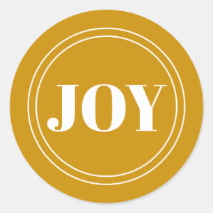 Rustic Gold Joy Round Sticker