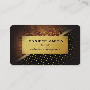 Rustic Gold Metallic Polka Dots Gold Specs Business Card